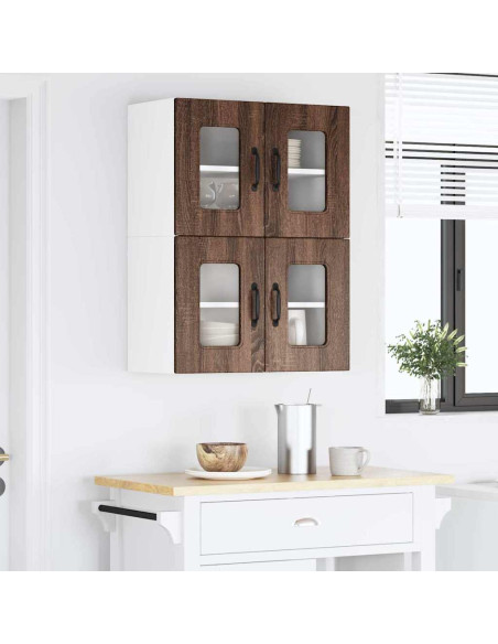 Pensile cucina con porta 2 pcs Rovere Marrone 60 x 31 x 40 cm