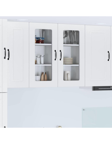 Pensile cucina 2 pcs Bianco 40 x 31 x 80 cm Legno multistrato