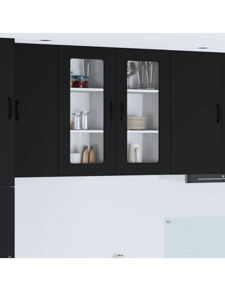 Pensile cucina 2 pcs Nero 40 x 31 x 80 cm Legno multistrato