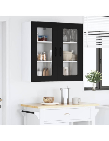 Pensile cucina 2 pcs Nero 40 x 31 x 80 cm Legno multistrato