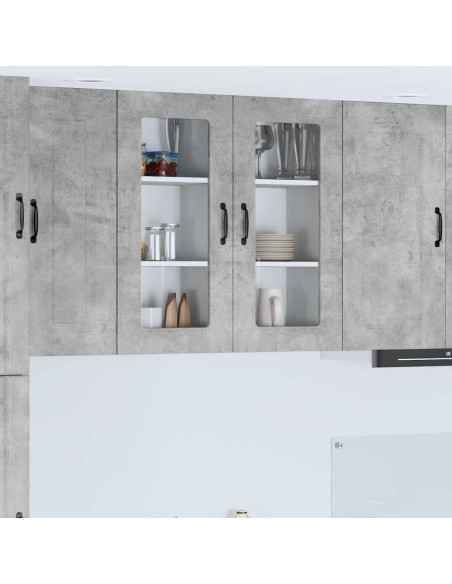 Pensile cucina con porta 2 pcs Grigio cemento 40 x 31 x 80 cm