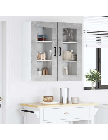 Pensile cucina con porta 2 pcs Grigio cemento 40 x 31 x 80 cm