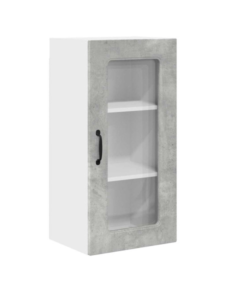 Pensile cucina con porta 2 pcs Grigio cemento 40 x 31 x 80 cm