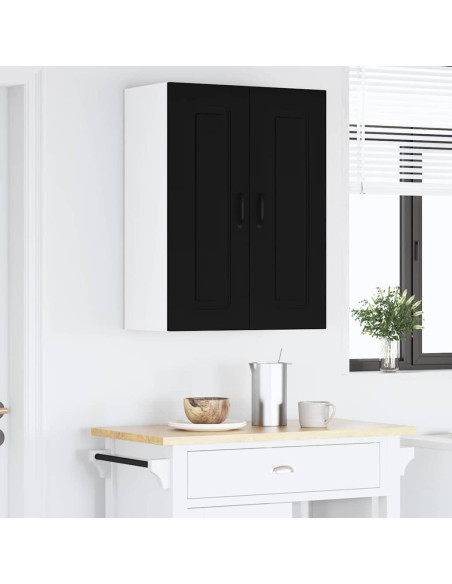 Pensile cucina con porta Nero 30 x 31 x 80 cm Legno multistrato