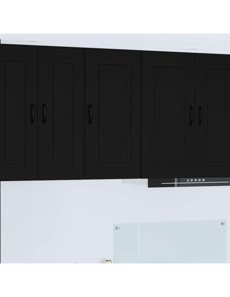 Pensile cucina con porta Nero 40 x 31 x 80 cm Legno multistrato