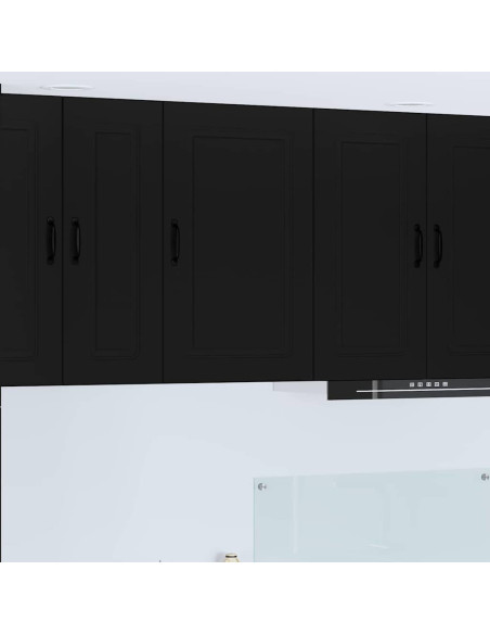 Pensile cucina con porta Nero 50 x 31 x 80 cm Legno multistrato