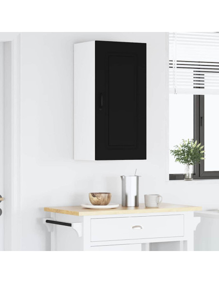 Pensile cucina con porta Nero 50 x 31 x 80 cm Legno multistrato