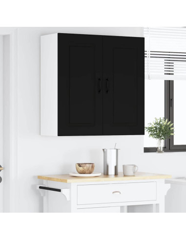 Pensile cucina con porta Nero 80 x 31 x 80 cm Legno multistrato