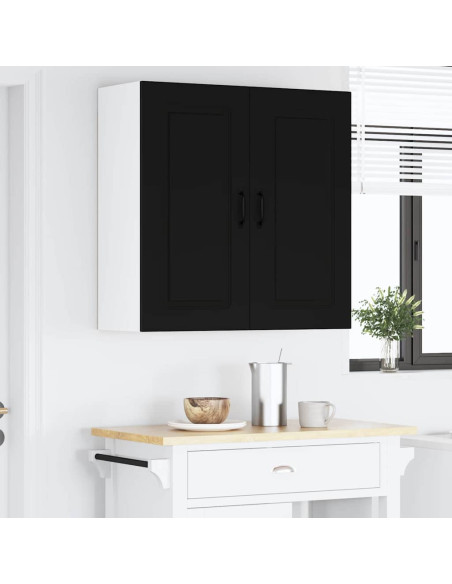 Pensile cucina con porta Nero 80 x 31 x 80 cm Legno multistrato