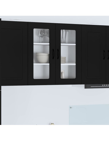 Pensile cucina con porta Nero 80 x 31 x 80 cm Legno multistrato