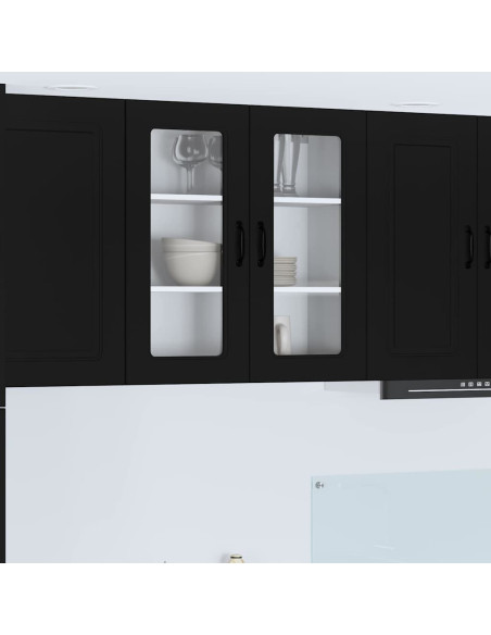 Pensile cucina con porta Nero 80 x 31 x 80 cm Legno multistrato