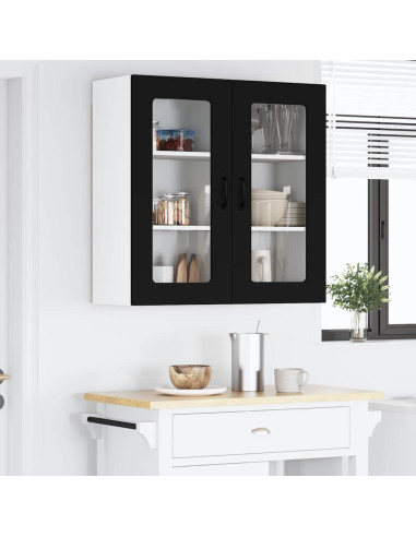 Pensile cucina con porta Nero 80 x 31 x 80 cm Legno multistrato