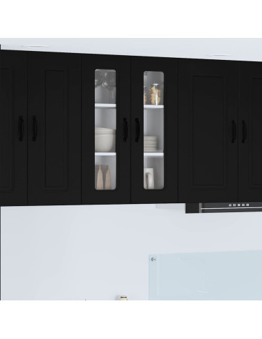 Pensile cucina con porta Nero 60 x 31 x 80 cm Legno multistrato