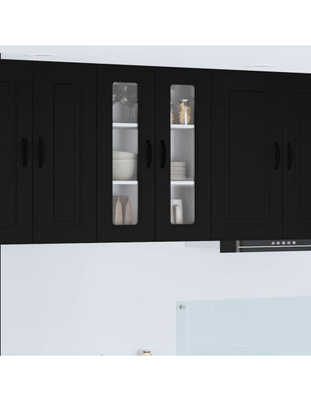 Pensile cucina con porta Nero 60 x 31 x 80 cm Legno multistrato