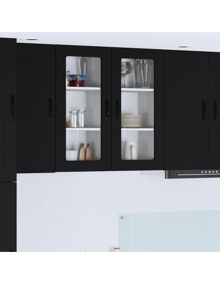 Pensile cucina 2 pcs Nero 40 x 31 x 80 cm Legno multistrato