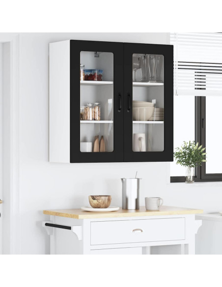 Pensile cucina 2 pcs Nero 40 x 31 x 80 cm Legno multistrato