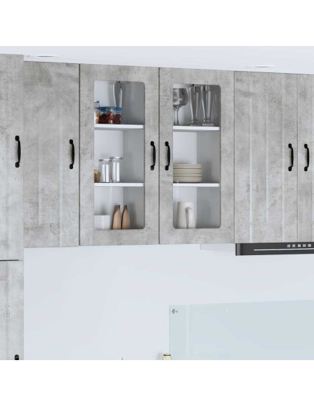 Pensile cucina 2 pcs Grigio cemento 40 x 31 x 80 cm