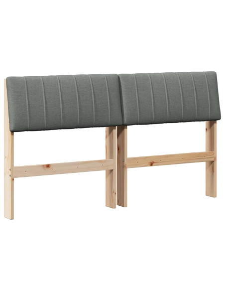 Testiera imbottita Grigio scuro 140 cm Pino massello