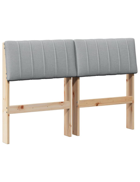 Testiera imbottita Grigio chiaro 120 cm Pino massello