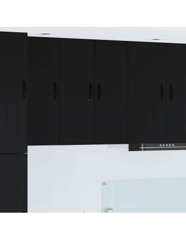 Pensile cucina 2 pcs Nero 30 x 31 x 80 cm Legno multistrato