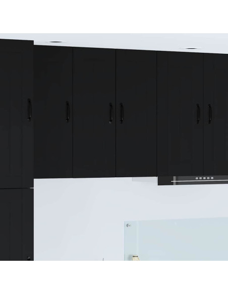 Pensile cucina 2 pcs Nero 30 x 31 x 80 cm Legno multistrato