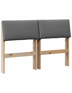 Testiera imbottita Grigio scuro 120 cm Pino massello
