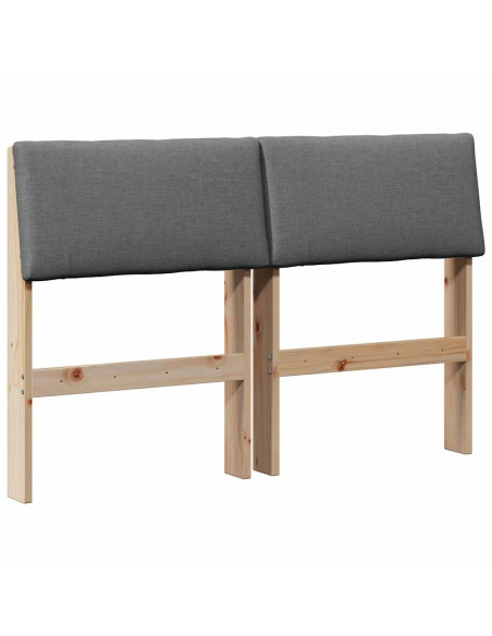 Testiera imbottita Grigio scuro 120 cm Pino massello