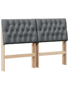 Testiera imbottita Grigio scuro 160 cm Pino massello