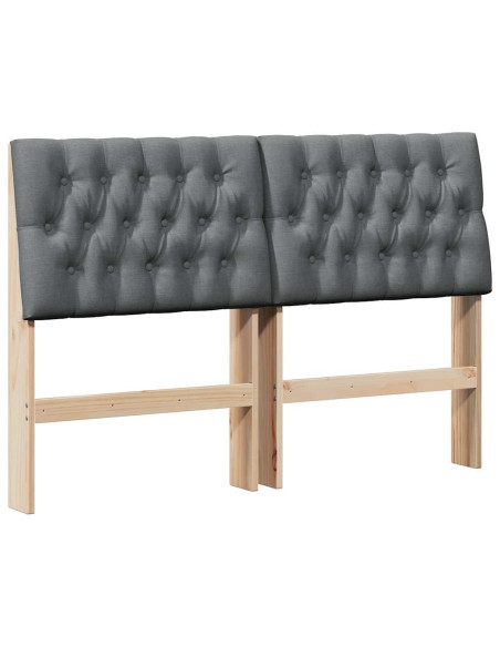 Testiera imbottita Grigio scuro 150 cm Pino massello
