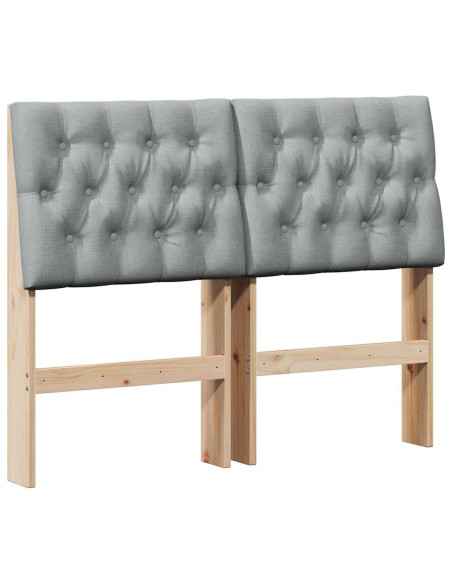 Testiera imbottita Grigio chiaro 120 cm Pino massello