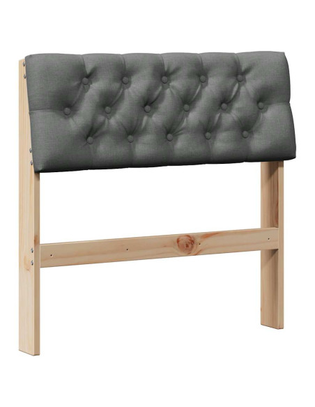 Testiera imbottita Grigio scuro 75 cm Pino massello