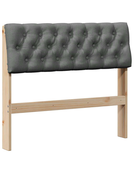 Testiera imbottita Grigio scuro 90 cm Pino massello