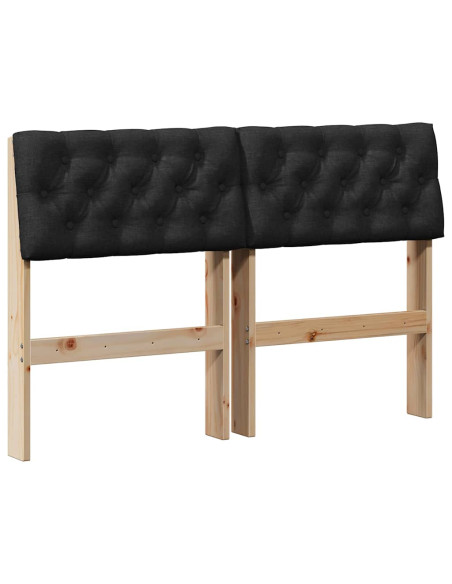 Testiera imbottita Nero 120 cm Pino massello