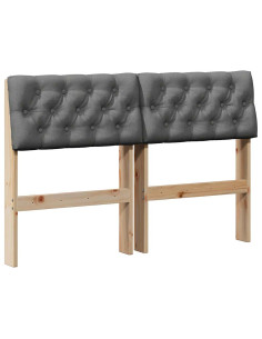 Testiera imbottita Grigio scuro 120 cm Pino massello