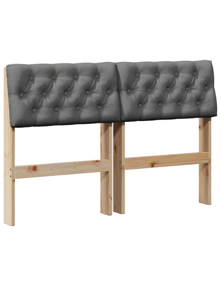 Testiera imbottita Grigio scuro 120 cm Pino massello