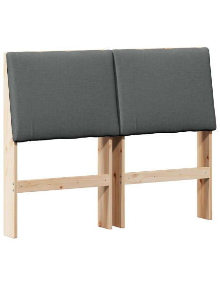 Testiera imbottita Grigio scuro 135 cm Pino massello