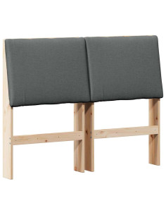 Testiera imbottita Grigio scuro 120 cm Pino massello