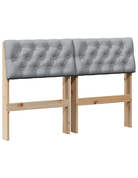 Testiera imbottita Grigio chiaro 120 cm Pino massello