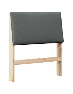 Testiera imbottita Grigio scuro 75 cm Pino massello