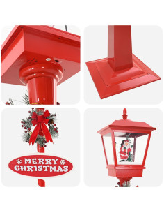 Lampada Stradale di Natale con Lanterna Rosso 40,5x40,5x180cm 2