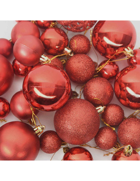 Set di Palle di Natale con 150 LED 61 pcs Rosso Plastica
