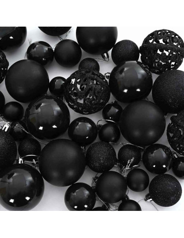 Set di Palle di Natale con 150 LED 61 pcs Nero Plastica