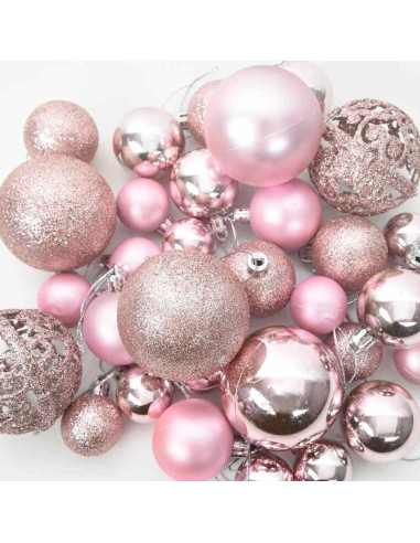 Set di Palle di Natale con 150 LED 61 pcs Rosa Plastica