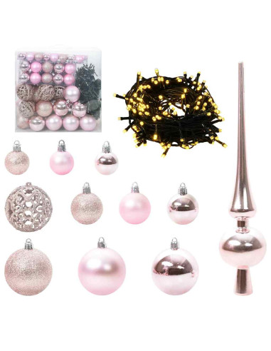 Set di Palle di Natale con 300 LED 120 pcs Rosa Plastica