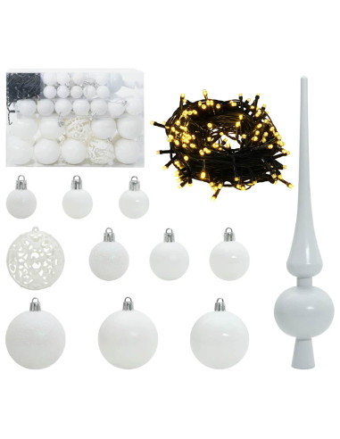 Set di Palle di Natale con 150 LED 61 pcs Bianco Plastica
