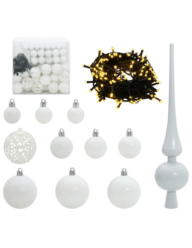 Set di Palle di Natale con 300 LED 120 pcs Bianco Plastica