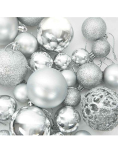 Set di Palle di Natale con 150 LED 61 pcs Argento Plastica 2
