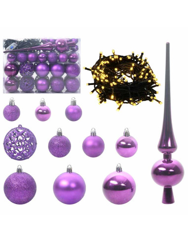 Set di Palle di Natale con 150 LED 61 pcs Lillà Plastica