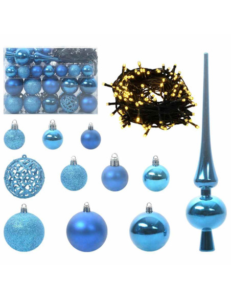 Set di Palle di Natale con 150 LED 61 pcs Blu Plastica