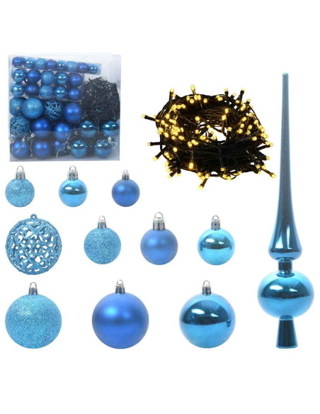 Set di Palle di Natale con 300 LED 120 pcs Blu Plastica